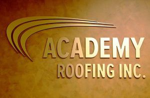 Academy Roofing Inc lobby logo.
