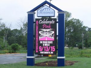 A large sign that says " celebrate pink ".