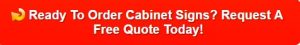 A red background with the words cabinet and quote to it.