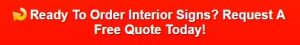 A red banner with the words interior design quote type